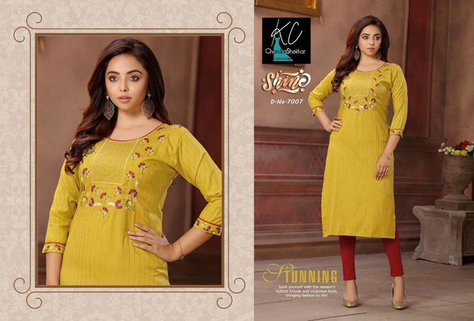 Kc Shine 7 Ethnic Wear Rayon Embroidery Designer Kurti Collection